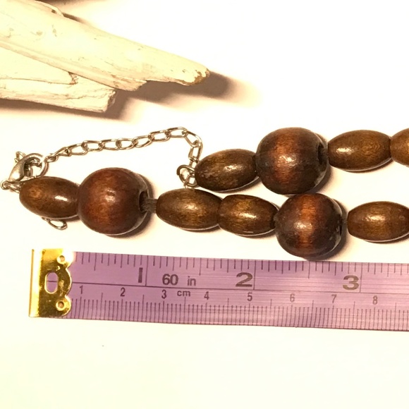 Brown Wooden Bead & Hoop Necklace - Picture 4 of 5